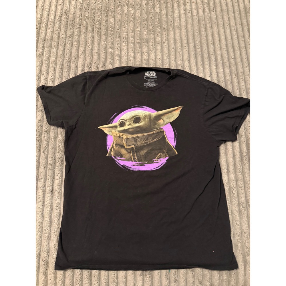 Star Wars Grogu Baby Yoda Graphic T-Shirt Mens Large Black Fifth Sun Mandalorian